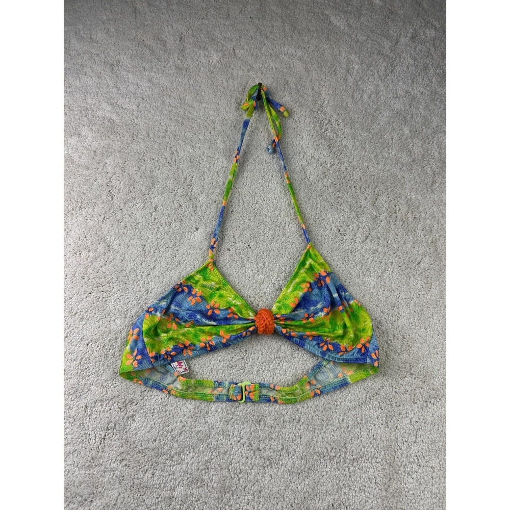 Heatwave Bikini Swim Top Womens Medium Floral Adjustable 90s USA Vintage Swimwea